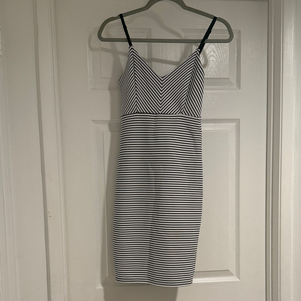 Elegant Black and White Striped Dress